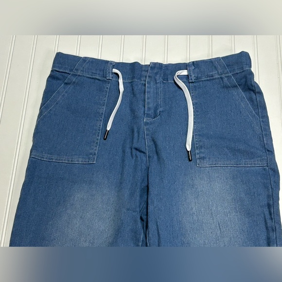 Pull On Elastic Denim Joggers With Pockets size Large - Picture 2 of 6